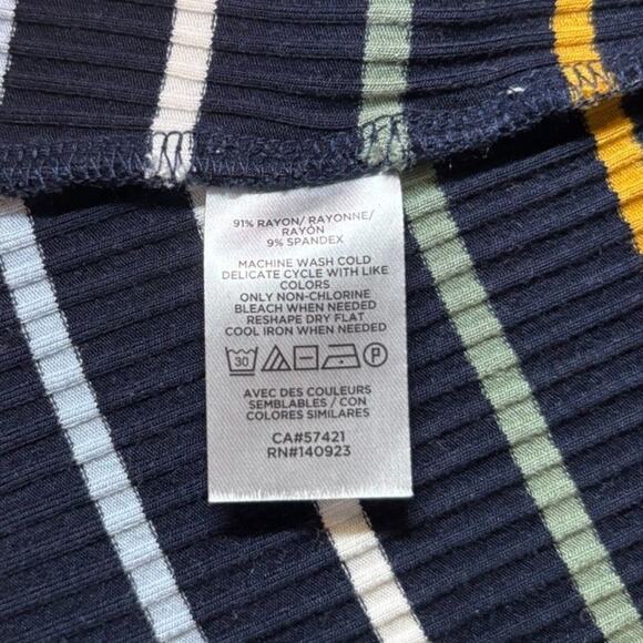 Ann Taylor Loft Black and Colorful Striped Button Dress Petite Small - Picture 3 of 3